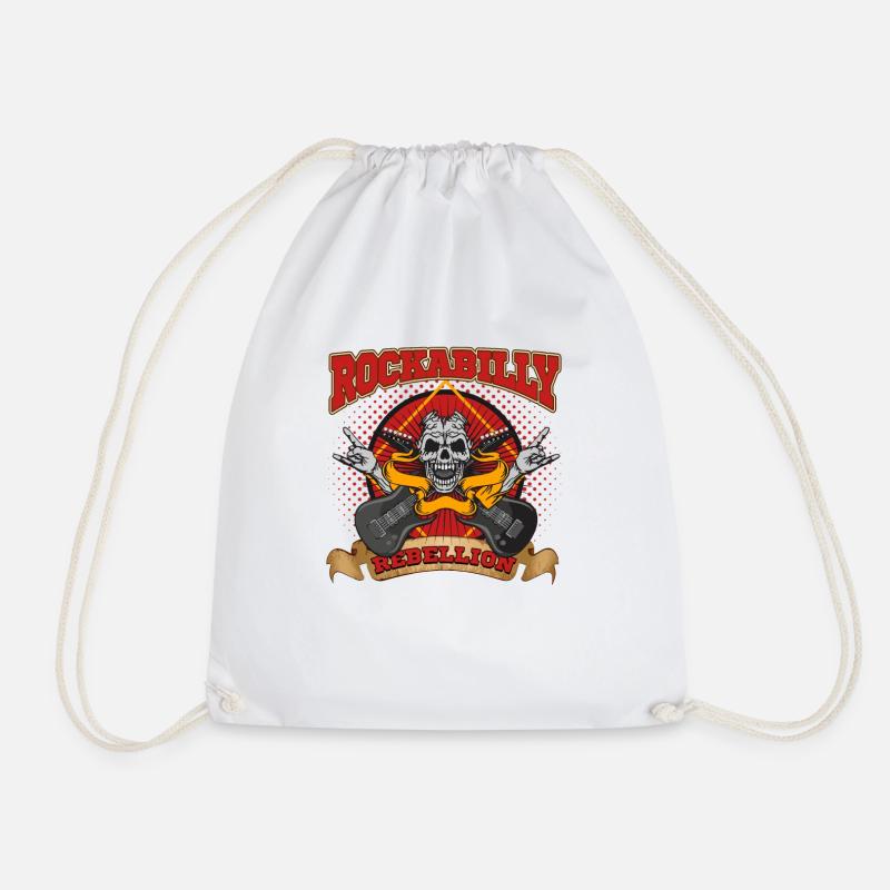 Rockabilly Gitarre Rock & Roll Shirt Geschenkidee - Turnbeutel - Weiß