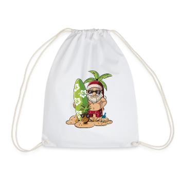 Santa Claus cartoon Christmas on the beach - Drawstring Bag - white - Front