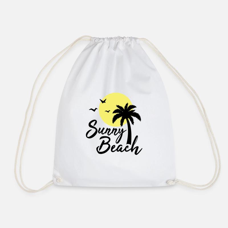 Sunny Beach - Drawstring Bag - white