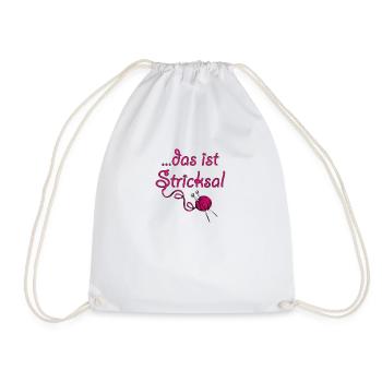 Cute knitting saying wool knitting needle gift - Drawstring Bag - white - Front