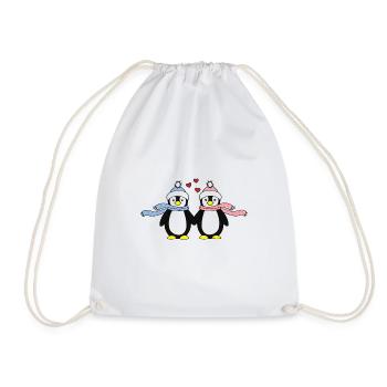 Penguin Love Relationship Partnership Gift - Drawstring Bag - white - Front
