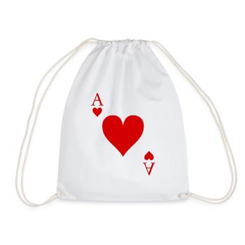 Card Game Card Heart Ace Gambling Gift - Drawstring Bag - white - Front