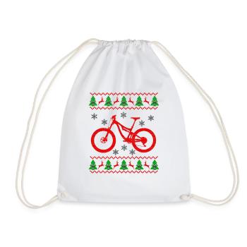 Ugly Christmas Mountainbike Fahrrad Weihnachten - Turnbeutel - Weiß - Vorne