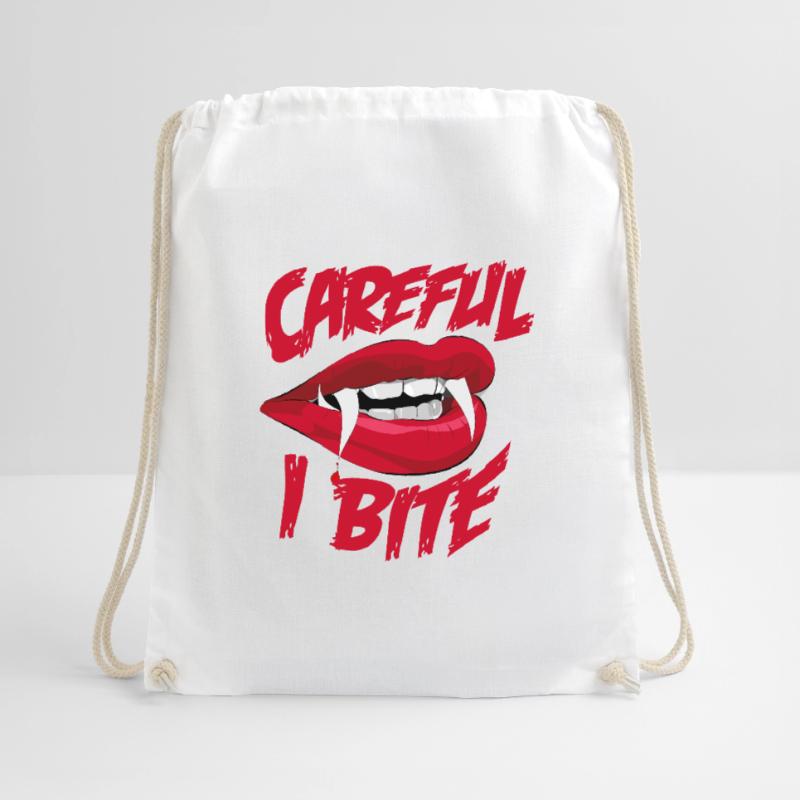 Attention I bite bite bite! Vampire dentition teeth Drawstring Bag