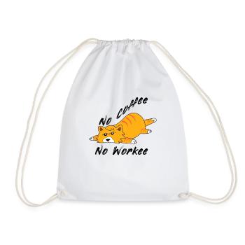 No Coffee No Work Coffee Cat Cats Gift - Drawstring Bag - white - Front