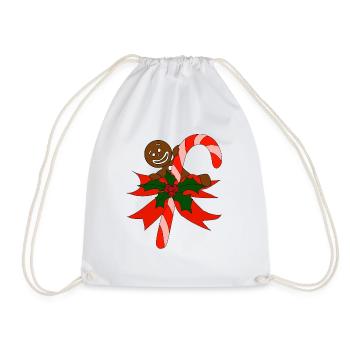Lebkuchen und Zuckerstange Tshirt Geschenkidee - Turnbeutel - Weiß - Vorne
