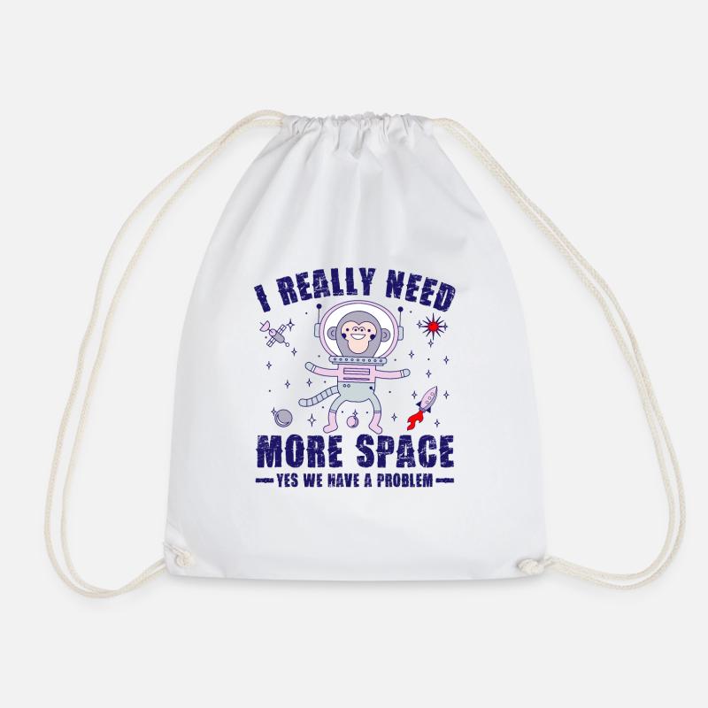 -Yes We Have A Problem Monkeys In Space - Drawstring Bag - white