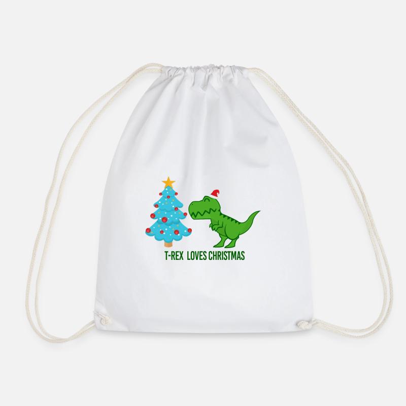T-Rex - Dino - Tannenbaum - Xmas - Geschenke - Turnbeutel - Weiß