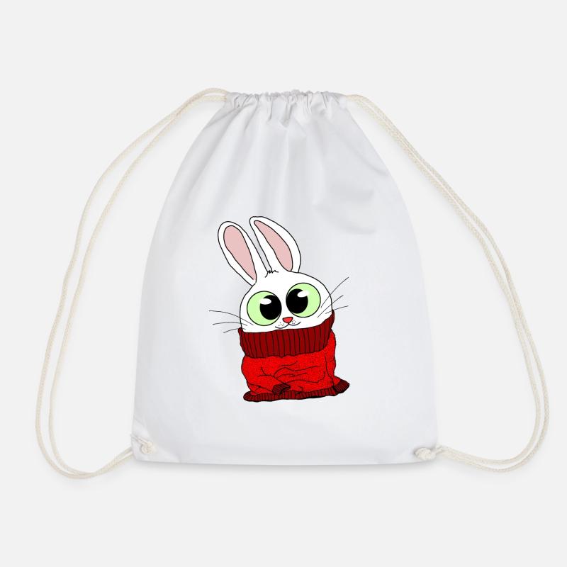 Flauschiges Häschen in flauschigen Pullover Tshirt - Turnbeutel - Weiß