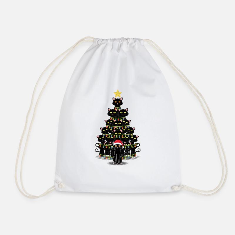 Schwarze Katzen Weihnachtsbaum Katze Christmas - Turnbeutel - Weiß