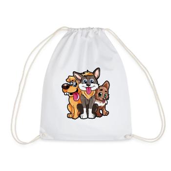 3 süße Hunde Hund Welpen Geschenk Cartoon Hündin - Turnbeutel - Weiß - Vorne