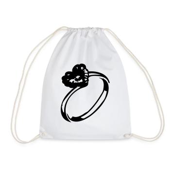 Heart diamond ring - Drawstring Bag - white - Front