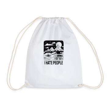 I hate people i hate people camping gift - Drawstring Bag - white - Front
