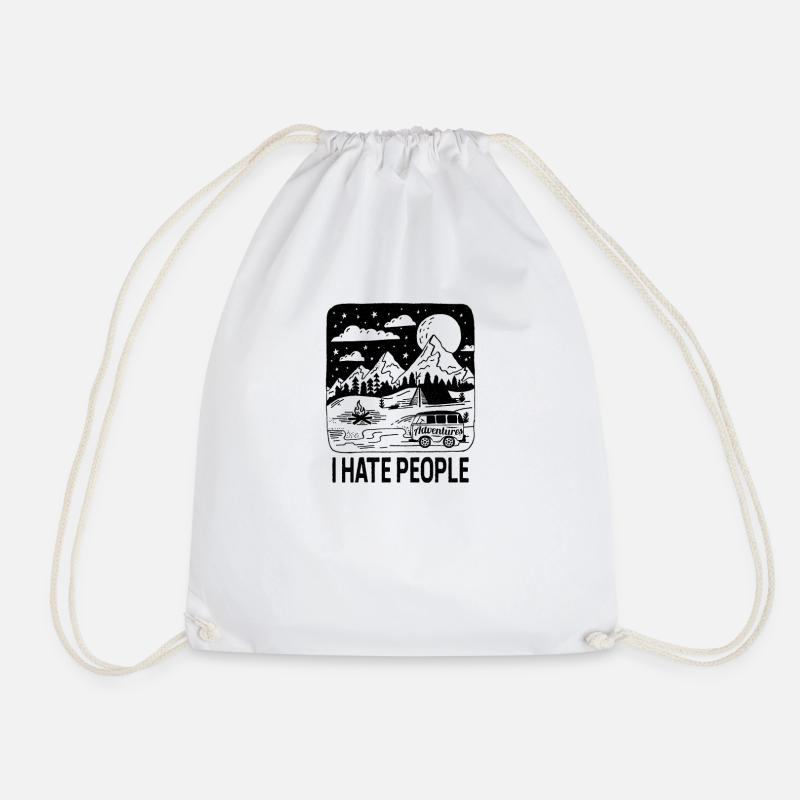 Ich hasse Menschen I hate people Camping Geschenk - Turnbeutel - Weiß