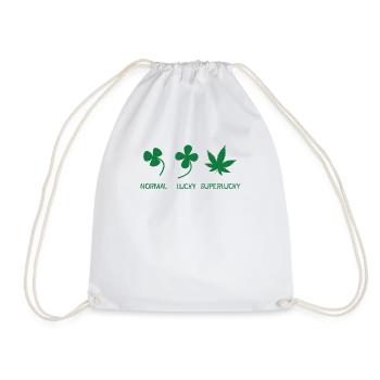 Superlucky hemp leaf tshirt - Drawstring Bag - white - Front