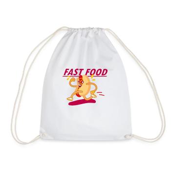 fast food - Drawstring Bag - white - Front