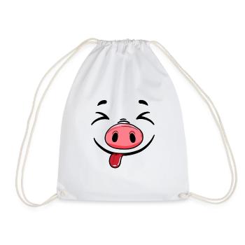 Tea Cup Teacup Pig Piglet Face - Drawstring Bag - white - Front