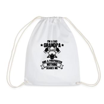I am a father grandpa & a fireman gift - Drawstring Bag - white - Front