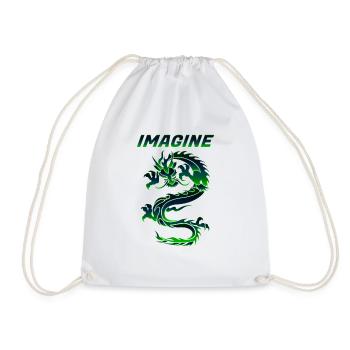 Imagine Fantasy Dragon Tattoo Style Design - Drawstring Bag - white - Front
