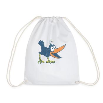 Funny birds raven - Drawstring Bag - white - Front