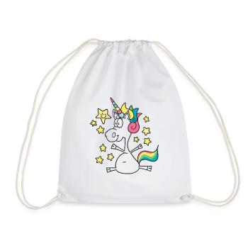 Einhorn niedlich Unicorn Glitzer Feenstaub - Turnbeutel - Weiß - Vorne