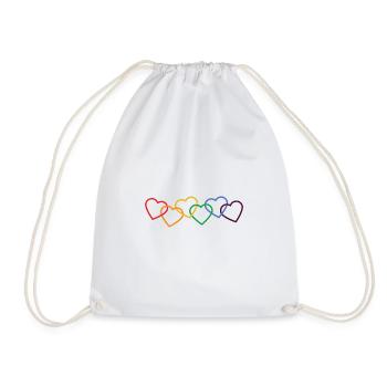 hearts love wins - Drawstring Bag - white - Front
