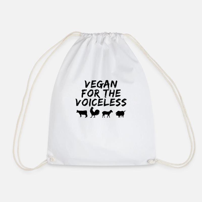 vegan for the voiceless - Drawstring Bag - white