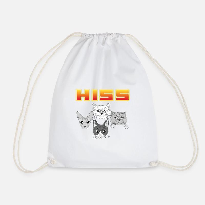 Funny Cats Kitten Rock Lover - Hiss - Drawstring Bag - white