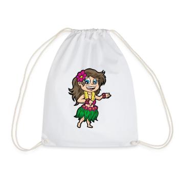 SEXY Hawaii Girl Bast Skirt Flower Necklace Hippie - Drawstring Bag - white - Front