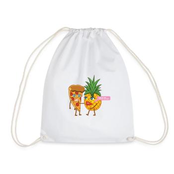Lustige Pizza Hawaii - Ananas - Illustration - Turnbeutel - Weiß - Vorne