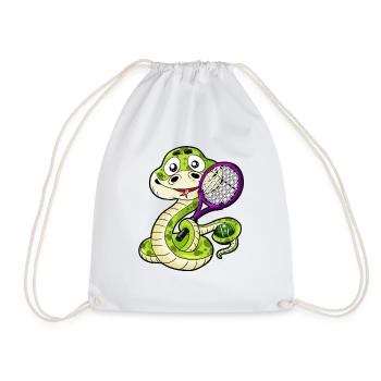 Tennis Snake Tennis Racket Viper Cartoon Comic - Drawstring Bag - white - Front