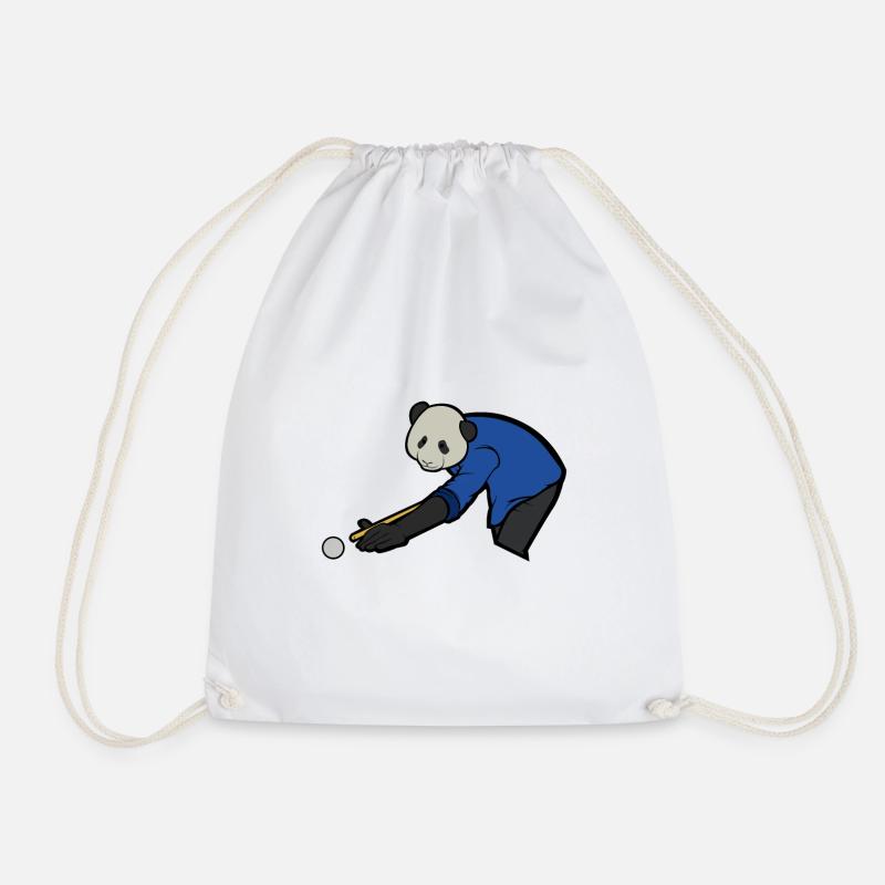 Panda bear pool billiard snooker table push gift - Drawstring Bag - white
