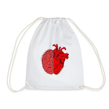 With the brain You think with the heart You feel - Drawstring Bag - white - Front