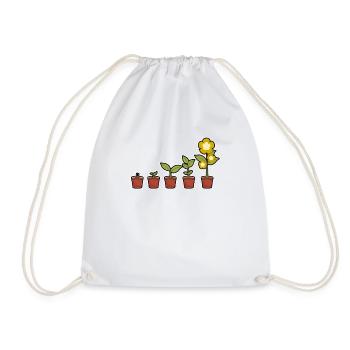 Evolution of a flowers blooming in the pot - Drawstring Bag - white - Front