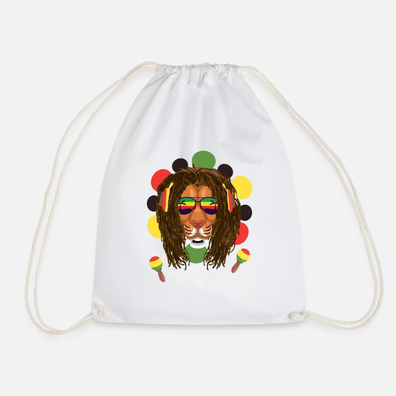 Reggae Lion - Drawstring Bag - white