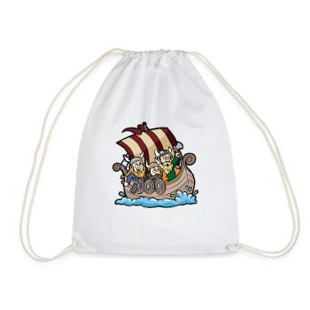 Wikinger auf einem Wikingerschiff Boot Geschenk - Turnbeutel - Weiß - Vorne