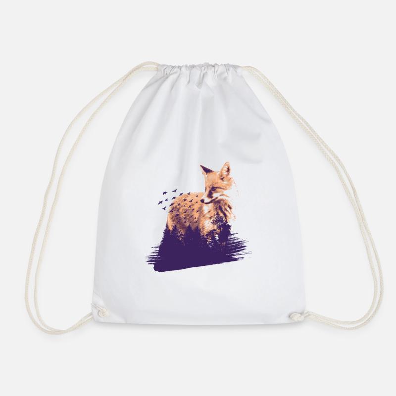 Fox forest tshirt 01 HQ 01 - Drawstring Bag - white