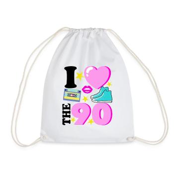 I love the 90s - Drawstring Bag - white - Front