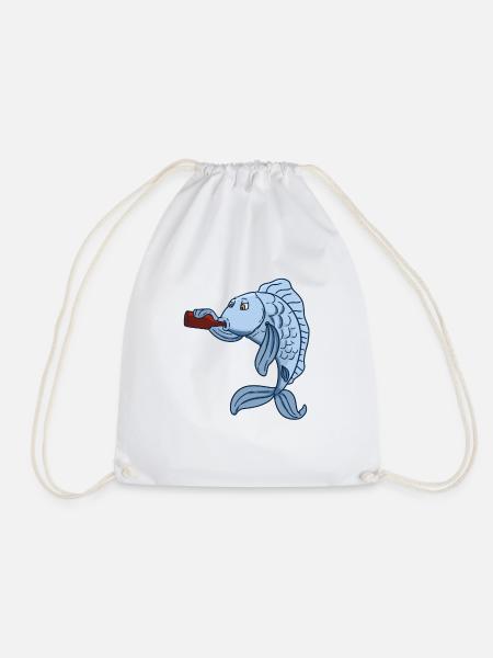 Drunk Fish - Turnbeutel - Weiß