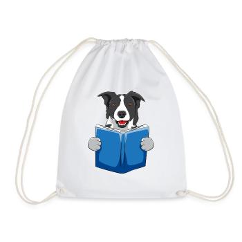 Hund Bücher Buch Lesen Bücherwurm Hunde Geschenk - Turnbeutel - Weiß - Vorne