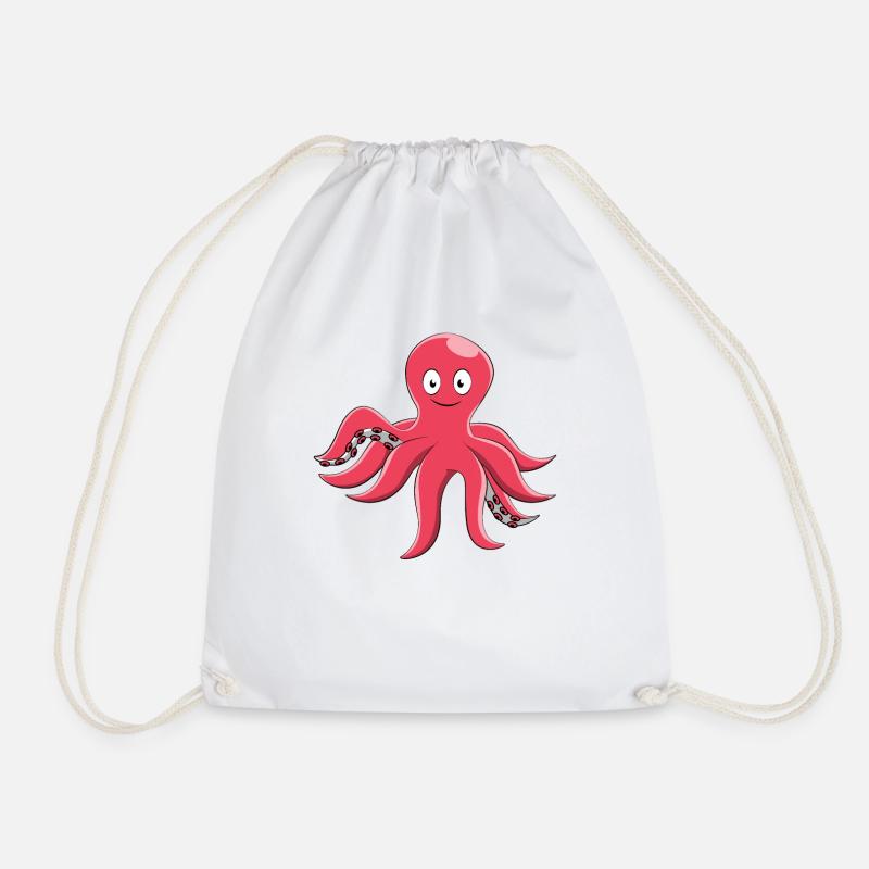 Octopus Krake Tintenfisch Oktopus Fische Geschenk - Turnbeutel - Weiß