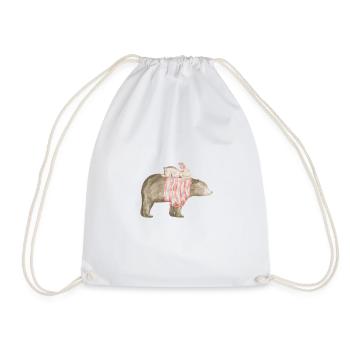 Cute bunnies bear friends watercolor watercolor - Drawstring Bag - white - Front