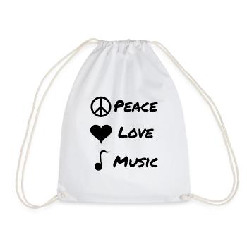 Peace Love Music Frieden Musik Symbol Geschenk - Turnbeutel - Weiß - Vorne