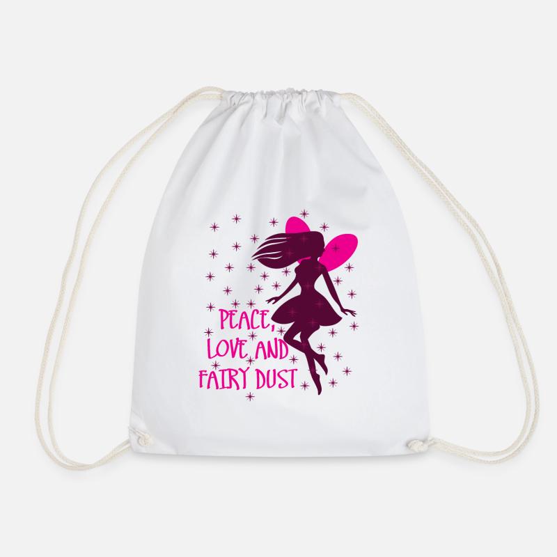 Peace love and fairy dust 01 - Drawstring Bag - white