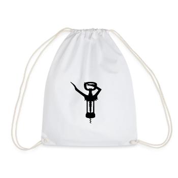 Corkscrew Dab Dance Gift for Wine Friends - Drawstring Bag - white - Front