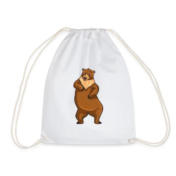 Bear brown bear bears camping animal love gift - Drawstring Bag - white - Front