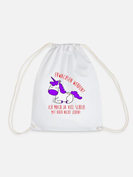Einhorn Shirt · Erwachsen werden · Geschenk - Turnbeutel - Weiß