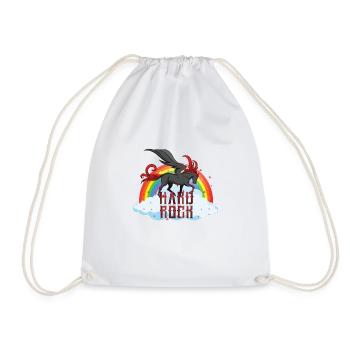 Funny Hard Rock Rainbow Unicorn - Drawstring Bag - white - Front