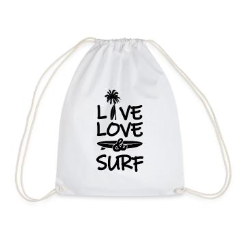 115 Live long surf - Drawstring Bag - white - Front