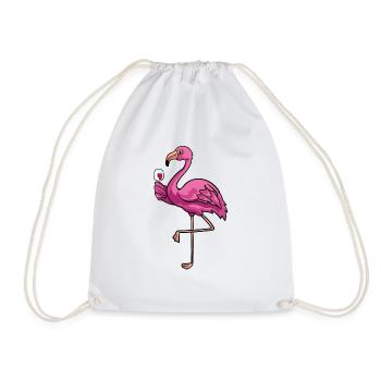 Flamingo Wine Alcohol Animal Love Funny Gift - Drawstring Bag - white - Front